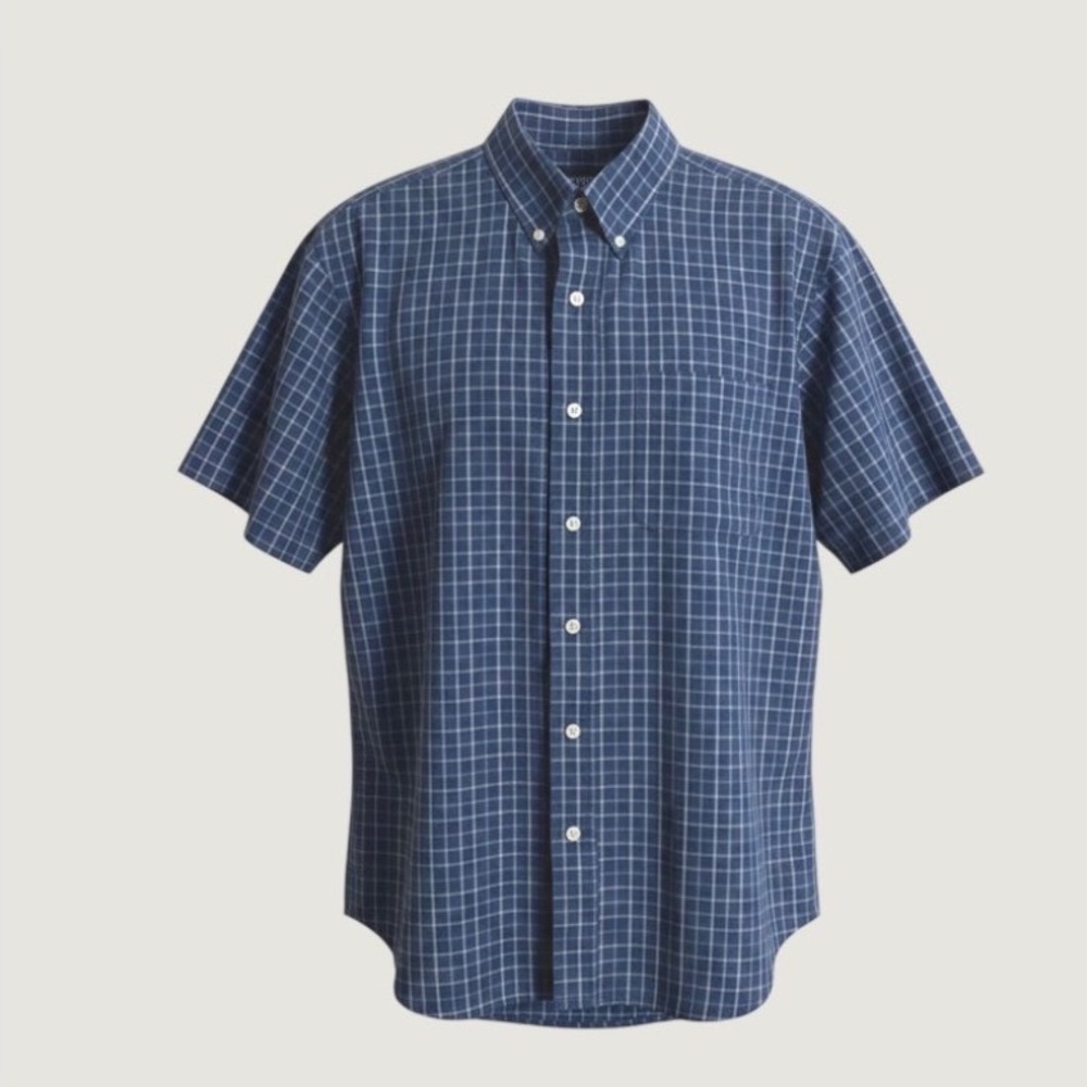 Puritan Button Down Mens S Storm Blue Excellent Wrinkle Resistant Plaid